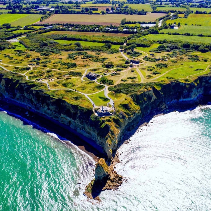 Cliffs and wartime landscape at Pointe du Hoc