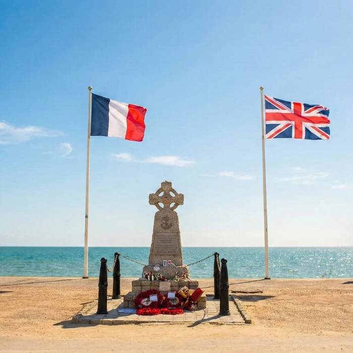 Royal Merchant and Allied Navies memorial beside Sword Beach