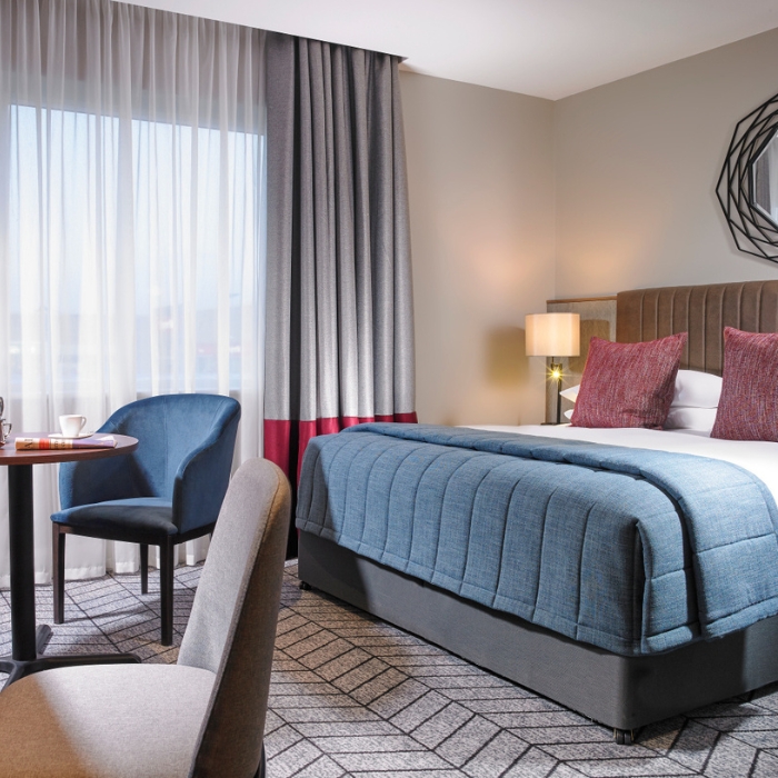 A contemporary bedroom at the Fairways Hotel in Dundalk