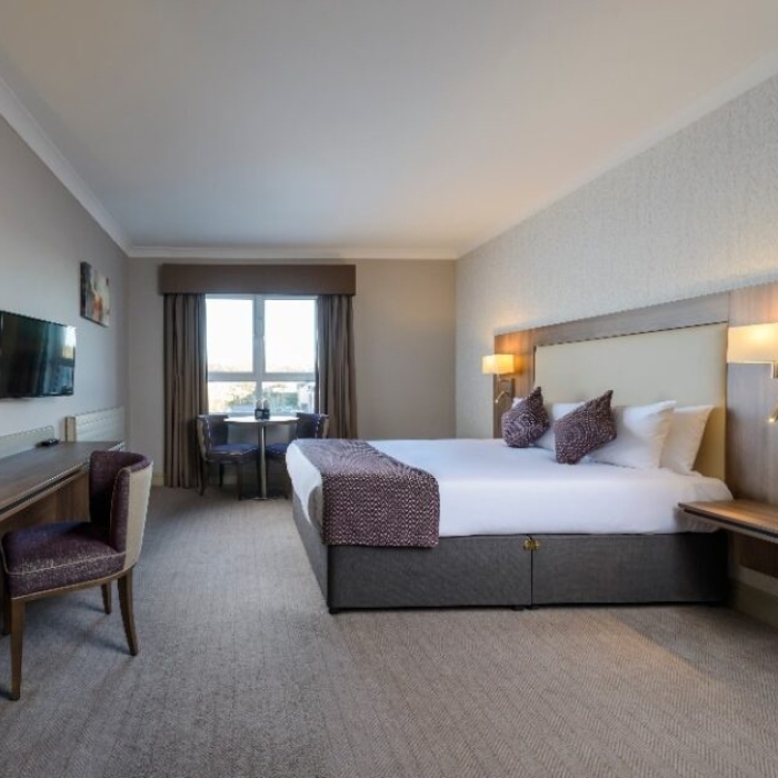A classic double bedroom at the Clybaun Hotel