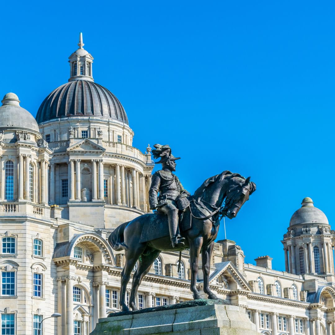 Liverpool’s waterfront architecture and equestrian statue