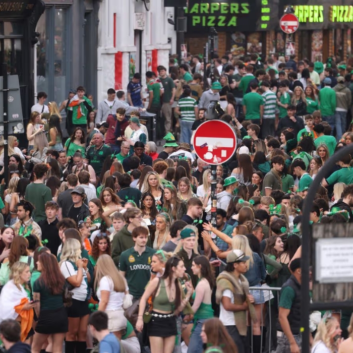 Crowds enjoying St Patrick’s street celebrations