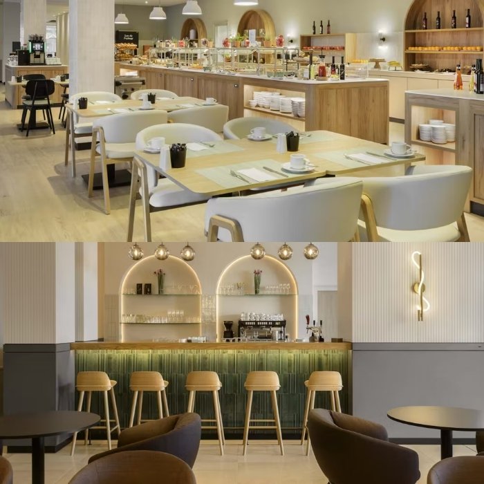 Dining and lounge spaces at Barcel&oacute; Dresden Newa