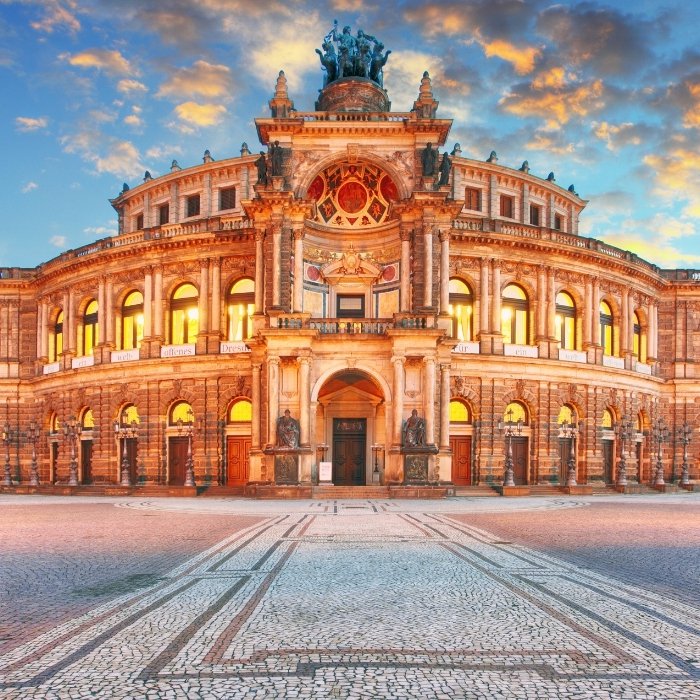 Ornate historic architecture in central Dresden
