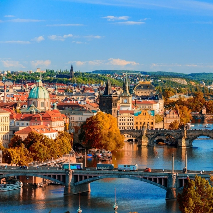 Bridges crossing the Vltava through Prague
