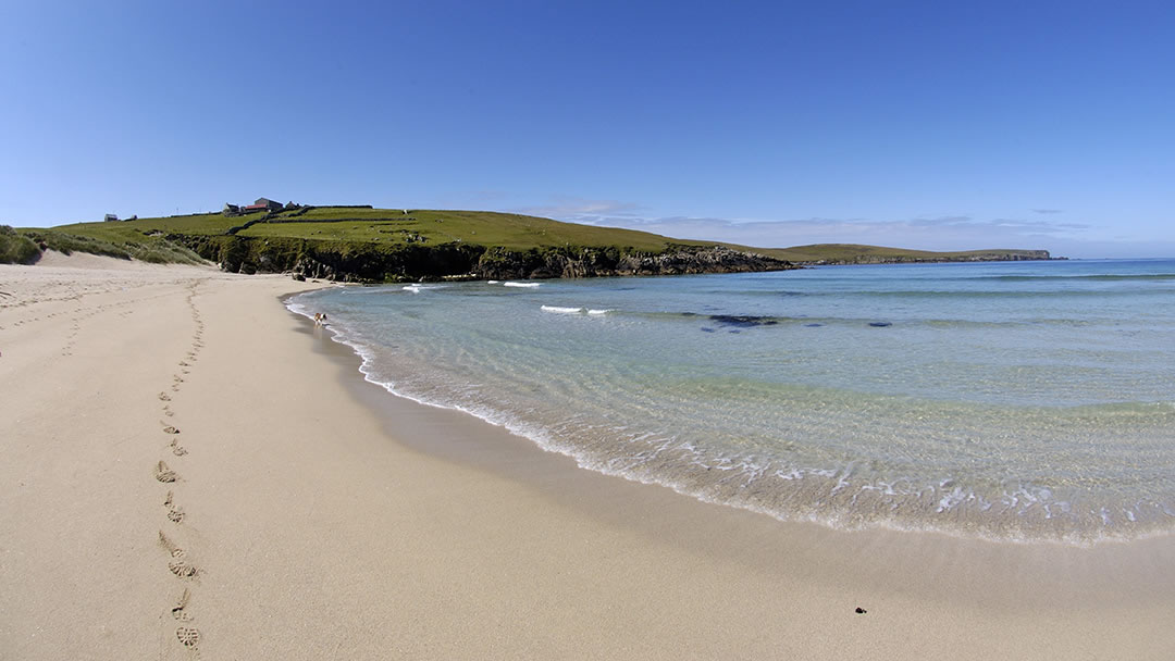 Sands of Breckon beach in North Yell, Shetland